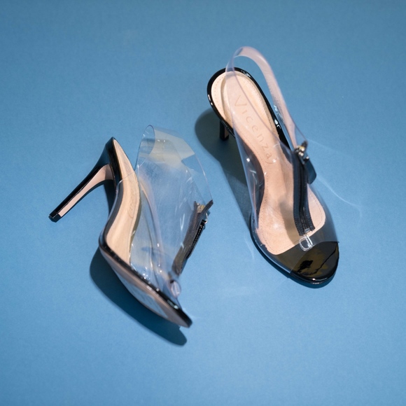 Anthropologie Vicenza Slip On Clear Black Pumps - Picture 4 of 8